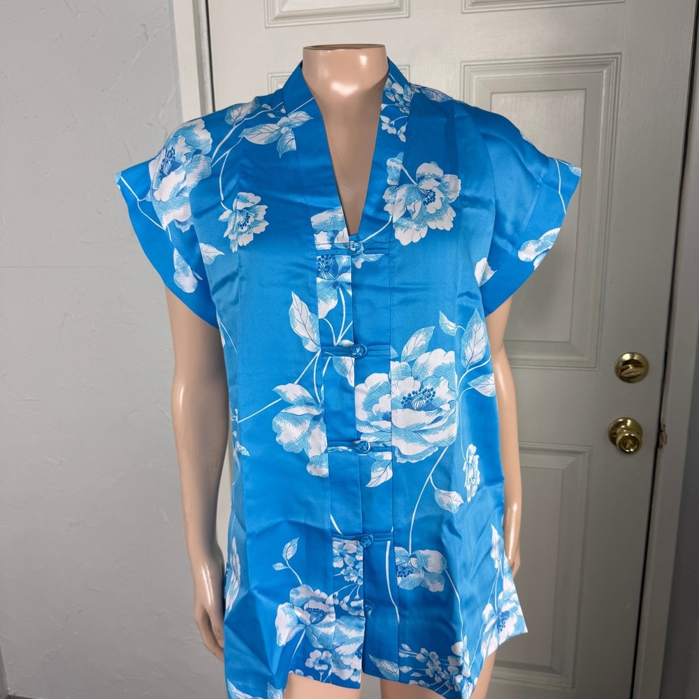 Vintage 70s Holo Holo Women's Shirt Top M hawaiian Polyester Floral Button A4-5